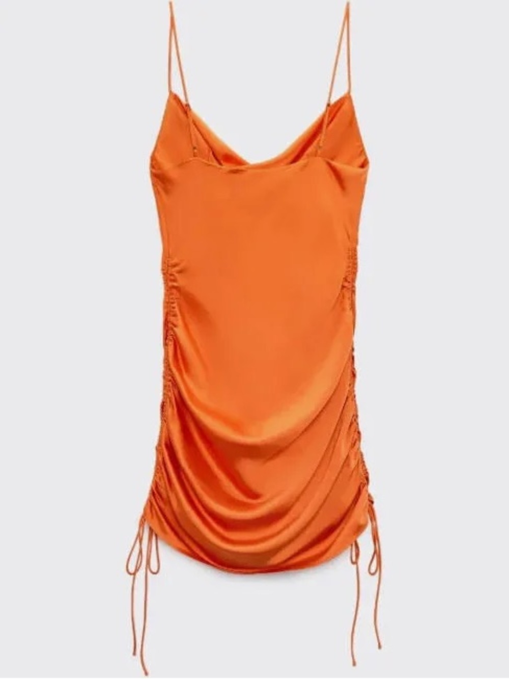 Zara Women's Satin Effect Draped Mini Party Cocktail Dress Orange Size XS NWT
